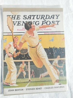 Saturday Evening Post Cover Only Sep1936 Men's Partners Tennis Match P10 Foto 1 de 2