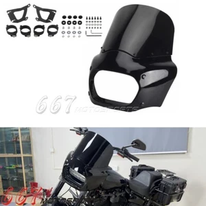 Headlight Fairing Windshield Kit For Harley Softail Fat Bob FXFB FXFBS 2018-2024 - Picture 1 of 8