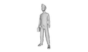 Printle W Homme 2270-Blue Collar Worker Lunch Box Figure for Dioramas Train Sets - Picture 1 of 11