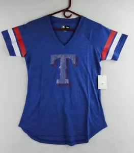 New Genuine MLB Merchandise Texas Rangers Logo Womens Blue T-shirt Size Small - Picture 1 of 11