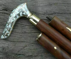 Manija de cabeza de diseñador de latón victoriano para bastones de madera regalo vintage - Imagen 1 de 4