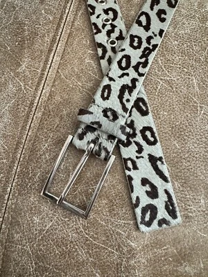 Vintage Y2K Talbots Women's Calf Hair Leather Trim Waist Belt Black Gray XS - Image 1 of 4