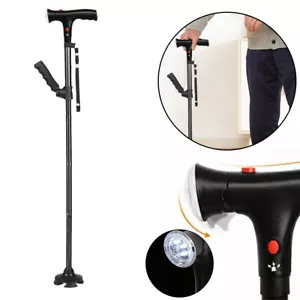 Elder Folding Walking Stick Walking Cane Height LED Light Alarm Adjustable - Picture 1 of 9