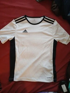 Adidas Youth Size 11-12 Years Aeroready Athletic T Shirt - White/Black - Picture 1 of 7