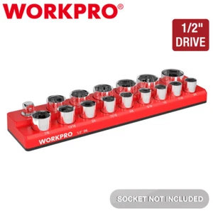WORKPRO 1/2-Inch Magnetic Socket Organizer SAE Holds 16PCS Standard Size Sockets - Picture 1 of 10