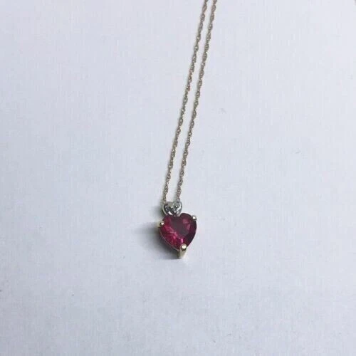2Ct Heart Women's Lab Created Red Ruby Pendant Free Chain 14K Yellow Gold Plated - Image 1 of 4