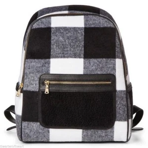 Adam Lippes x Target 'Black & White Buffalo Plaid' Lammfell Rucksack **Neu mit Etikett** - Bild 1 von 14