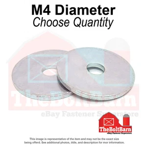 M4x12x1 Grade A Flat Fender Washers Zinc Clear (Pick Quantity) - Picture 1 of 7