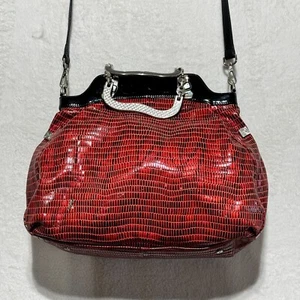 Roberta Di Camerino Italy Shoulder Handbag Shiny Red w/ Metal Handles RARE - Picture 1 of 24