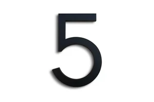 "Moderne Hausnummer schwarz Farbe Aluminium moderne Schrift Nummer FÜNF ""5" - Bild 1 von 12