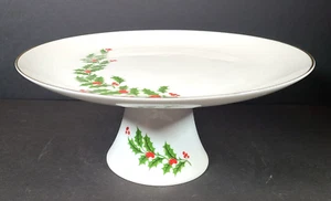 Acebo de Navidad Porcelana Fina Japón 10 1/8" Soporte para Pasteles Plato Borde Dorado - Imagen 1 de 7