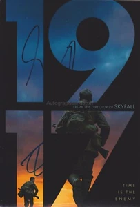 George MacKay & Dean Charles Chapman Hand Signed 12x8 Photo Autograph 1917 film - Picture 1 of 2