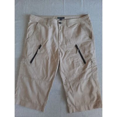 INC International Concept Women 36W Cotton Cargo Zip  Utility Brown Capri Pants - Image 1 of 4