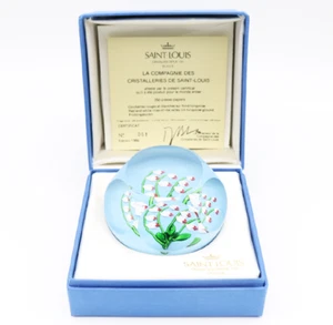 Gorgeous SAINT LOUIS Multifaceted Floral CLOCHETTES Glass PAPERWEIGHT Box & COA - Picture 1 of 10