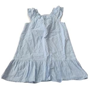Janie and Jack Swiss Dot Blue Dress Girl SZ 10 White Lined Ruffled Summer 2017 - Picture 1 of 6