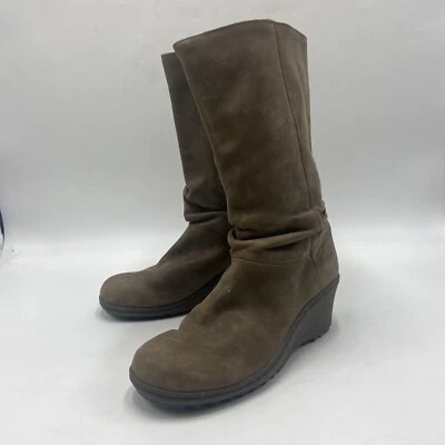 Keen Akita Mujer US 8.5 Marrón Medio Pantorrilla Cuero Marrón Botas Cuña 007695. Foto 1 de 4