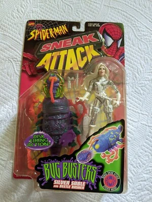 Silver Sable Spider-man Sneak Attack Bug Busters Sin usar, en caja original, en paquete 1998 Toy Biz Foto 1 de 4