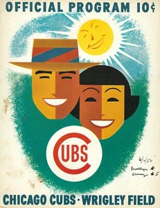 1956 6/2 G2 baseball program Brooklyn Dodgers Chicago Cubs Don Newcombe two hits - Picture 1 of 3