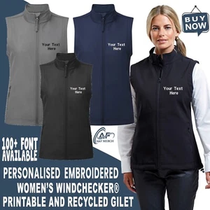 Personalised Embroidered Premier Women’s Windchecker Recycled Softshell Gilet - Picture 1 of 5
