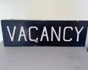Vintage Handarbeit Blechschild "Leerstand" 2-seitig 9"x26" s/w signiert Folk rustikal - Bild 1 von 10
