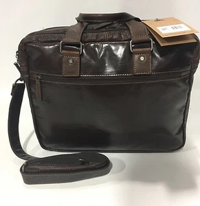 NEW JACK GEORGES VOYAGER TRIPLE GUSSET TOP ZIP BRIEFCASE BROWN LEATHER 7328 - Picture 1 of 7
