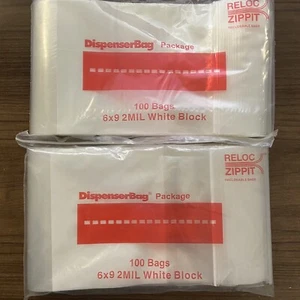 200 6x9 WEISSE BLOCK Beutel 2mil Reloc Reißverschluss wiederverschließbare Beutel 2 Mil 6" x 9" - Bild 1 von 2