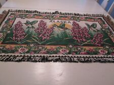 Tapestry Woven Alaska Wall Hanging Fringe Humming Birds 38" Wide 21" Tall Floral