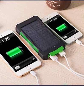 Waterproof 2 USB Portable Solar Battery Charger Pack Power Bank w. Flash Light - Picture 1 of 17