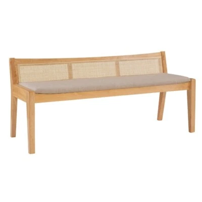 Asiento acolchado trasero de ratán tejido Bessie Bench - 3 colores - negro/natural/blanco Foto 1 de 2