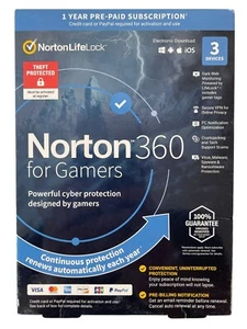New Sealed Norton 360 for Gamers - 3 Devices / 1 Year Pre-Paid Subscription VPN - Picture 1 of 2