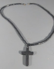 Black Hematite Cross Pendant Necklace