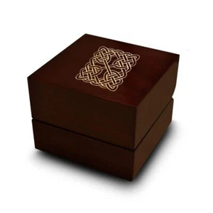 Thorsten Quadrat Keltischer Knoten Gravur Holz Ring Box Schokolade Dunkles Holz Personali - Bild 1 von 1