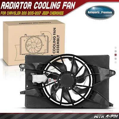 Radiator Cooling Fan Assembly w/ Control Module for Chrysler 200 2015-2017 Jeep - Image 1 of 4