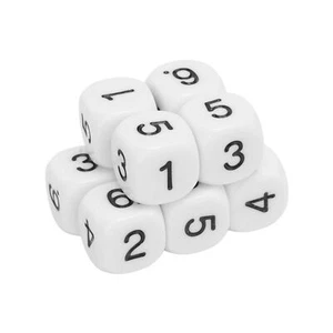 (White)20PCS 6 Sided Number Dice Plastic 16mm Round Corner Polyhedral Dice MU - Picture 1 of 22