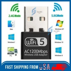 Wireless Lan USB PC WiFi Adapter Network 802.11AC 1200Mbps Dual Band 2.4G / 5G - Picture 1 of 12