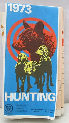 De colección 1973 Regulaciones de Caza Ontario Canadá Mapa Tiro con Arco Pequeño Alce Foto 1 de 4