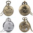Bronze 3D Motorcycle Autocycle Pattern Quartz Pocket Watch Necklace Chain Gifts