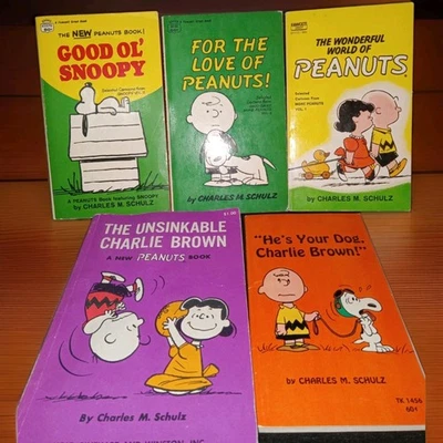Лот из 6 винтажных книг Peanuts Charlie Brown от Charles M. Schulz Snoopy 1950-60-е - Изображение 1 из 4