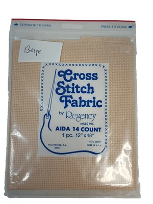 Beige  14 Count Aida Cloth 12 X 18 Inch Cross Stitch Regency Fabric  New - Image 1 of 4