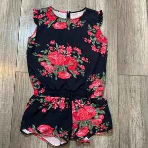 Mameluco informal Albion para mujer M negro rojo floral sin mangas con cordón - Imagen 1 de 5