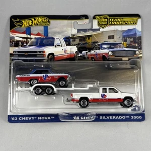 HOT WHEELS Team Transport 63 Chevy Nova 88 Chevy Silverado 3500 - Picture 1 of 2