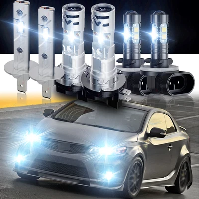 Faróis de LED Hi/Lo + lâmpada de neblina 6 peças para Kia Forte Koup 2010 2011 2012 2013 - Imagem 1 de 4