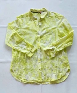 Anthropologie Pilcro Yellow Tie Dye CATE Shirt Size M Long Sleeve Button Up - Picture 1 of 5