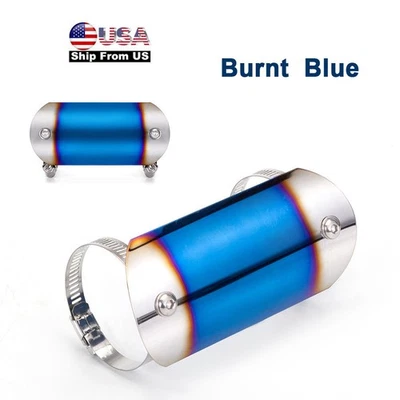 Motorcycle Exhaust Tip Mid Link Pipe Heat Shield Protector Cover Guard Blue - Image 1 of 4