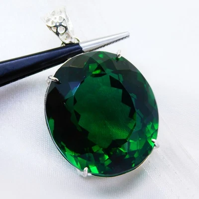 Certified 136 Ct Vivid Green Tourmaline Oval Cut Pendant Gemstone - Image 1 of 4