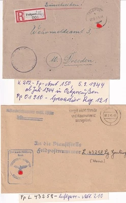29.  2.WK Feldpost 01910 R-Brief K 202 Fp Amt 150 Gren. Reg. 121 + Marine Ostsee - Bild 1 von 2
