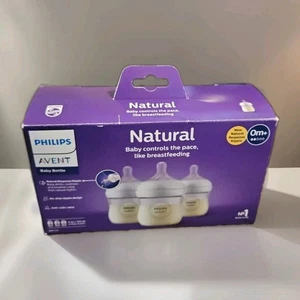 Philips Avent Natural Baby Bottles with Natural Response Nipples 3) 4 oz Bottles - Picture 1 of 5