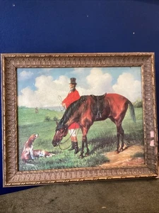 Antique Style Print Huntsman With Horse And Dogs Signed Condy - Picture 1 of 9