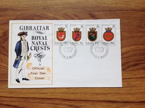 GIBRALTAR 1985  Royal Navy Crests/Ships Badges First Day Cover . Free UK Postage - Picture 1 of 3