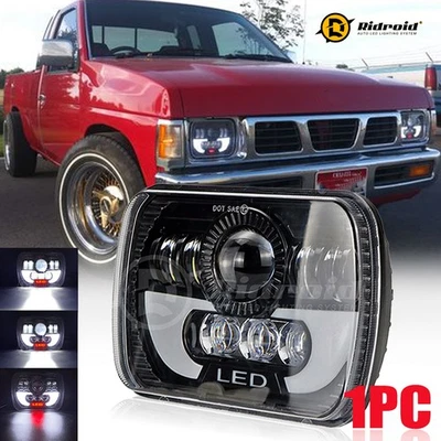 Faro LED DRL negro 5x7" 7x6" haz alto bajo sellado para Jeep YJ XJ Nissan D21 Foto 1 de 4